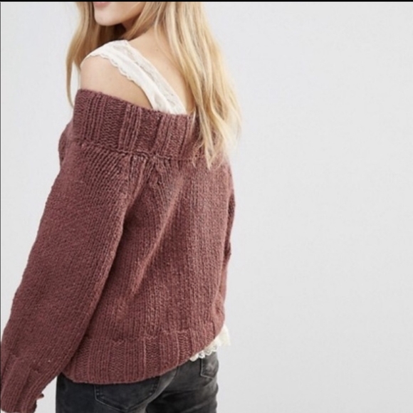 Free People S Beachy Off The Shoulder Sweater Ribbed Knit Pullover Boho Hippie - Picture 8 of 16